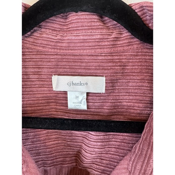 CJ Banks Plus Size Mauve Corduroy Button Up Blouse Size 3X (Generous) - Picture 2 of 7